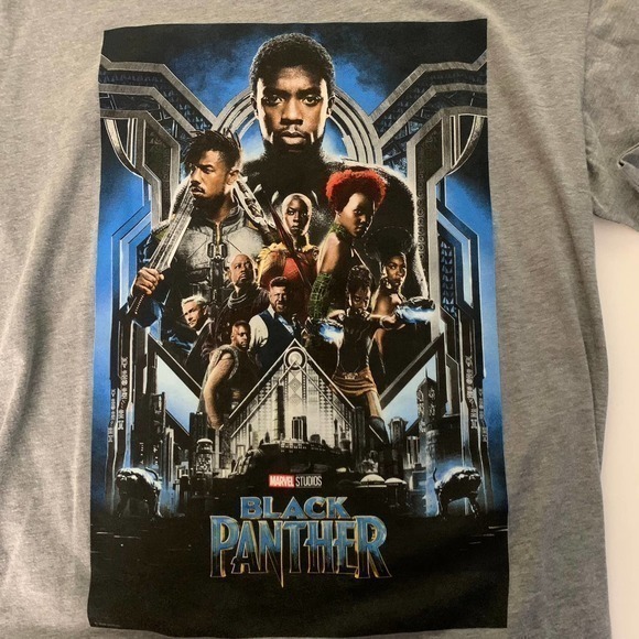 MARVEL‎ Black Panther Grey Movie Graphic T-Shirt - Picture 2 of 4